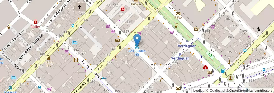 Mapa de ubicacion de 224 - Bailèn 158 en Spagna, Catalunya, Barcelona, Barcelonès, Barcelona.