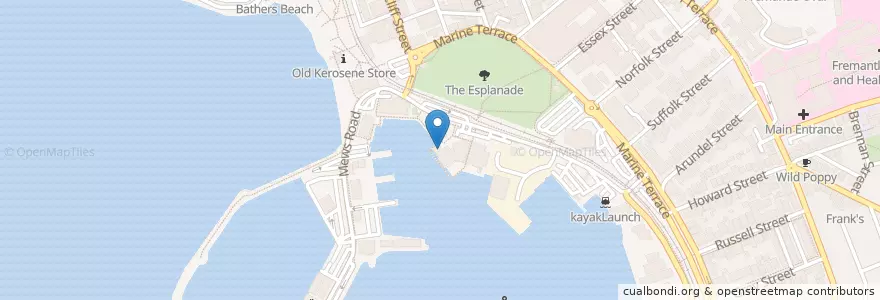 Mapa de ubicacion de Mussel Bar en Australië, West-Australië, City Of Fremantle.