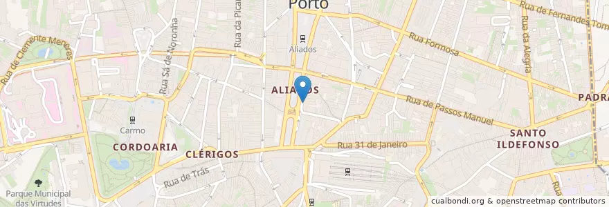 Mapa de ubicacion de BPI en البرتغال, المنطقة الشمالية (البرتغال), Área Metropolitana Do Porto, بورتو, بورتو, Cedofeita, Santo Ildefonso, Sé, Miragaia, São Nicolau E Vitória.