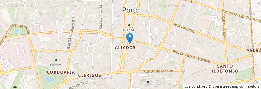 Mapa de ubicacion de Finibanco en 葡萄牙, 北部大區, Área Metropolitana Do Porto, Porto, Porto, Cedofeita, Santo Ildefonso, Sé, Miragaia, São Nicolau E Vitória.