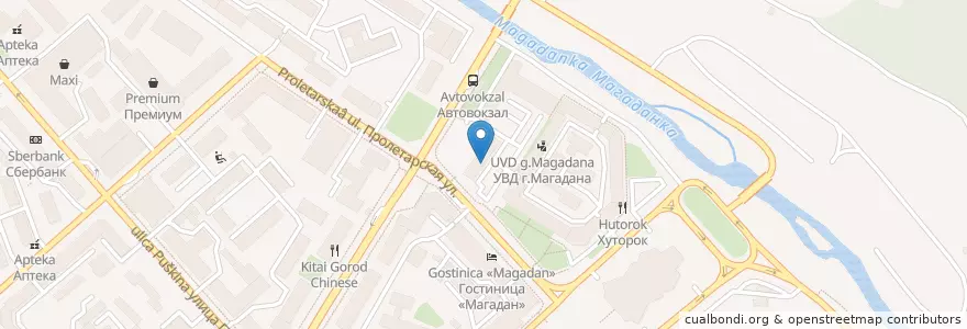 Mapa de ubicacion de Чебуречная en روسيا, Дальневосточный Федеральный Округ, Магаданская Область, Городской Округ Магадан.