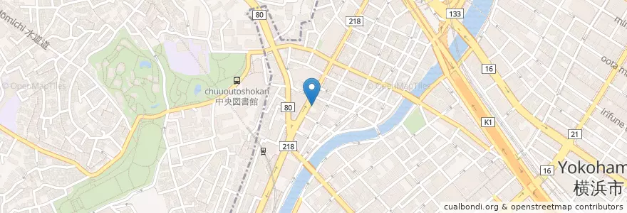 Mapa de ubicacion de 松葉寿し en Japon, Préfecture De Kanagawa, 横浜市, 中区, 西区.