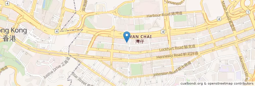 Mapa de ubicacion de Velvet Bar + Restaurant en 中国, 广东省, 香港 Hong Kong, 香港島 Hong Kong Island, 新界 New Territories, 灣仔區 Wan Chai District.
