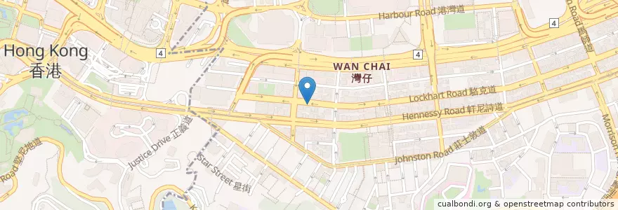 Mapa de ubicacion de Trafalgar Bar en 中国, 广东省, 香港, 香港島, 新界, 灣仔區.