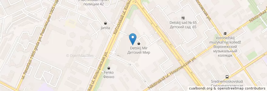 Mapa de ubicacion de Синема Парк en ロシア, 中央連邦管区, Воронежская Область, Городской Округ Воронеж.