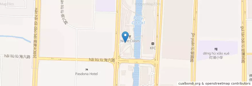 Mapa de ubicacion de Zum roten Hocker en China, Guangdong, Foshan City, Nanhai District.