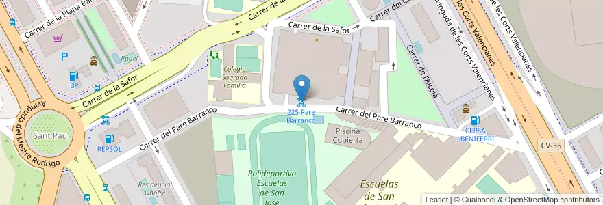 Mapa de ubicacion de 225 Pare Barranco en Espanha, Comunidade Valenciana, València / Valencia, Comarca De València, València.