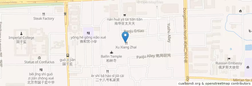 Mapa de ubicacion de Xu Xiang Zhai en China, Beijing, Hebei, Dongcheng District.