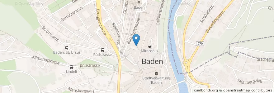 Mapa de ubicacion de Shushï Box en Schweiz/Suisse/Svizzera/Svizra, Aargau, Bezirk Baden, Baden.