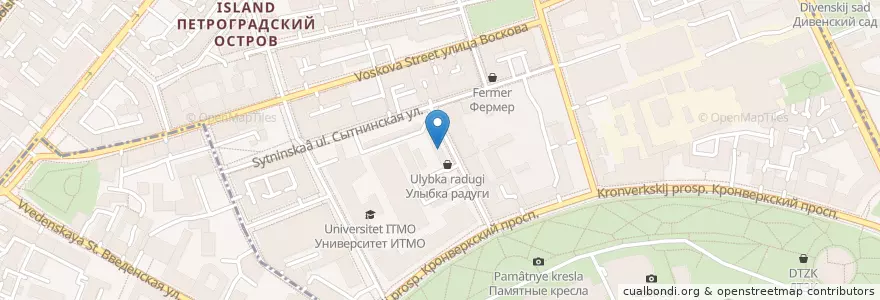 Mapa de ubicacion de Subway en Rusia, Северо-Западный Федеральный Округ, Óblast De Leningrado, San Petersburgo, Петроградский Район, Округ Кронверкское.