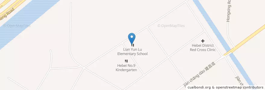 Mapa de ubicacion de Lian Yun Lu Elementary School en 중국, 톈진시, 허베이성, 河北区 (Hebei).