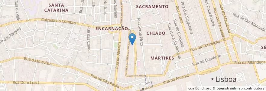 Mapa de ubicacion de Café no Chiado en 葡萄牙, Área Metropolitana De Lisboa, Lisboa, Grande Lisboa, 里斯本, Misericórdia.