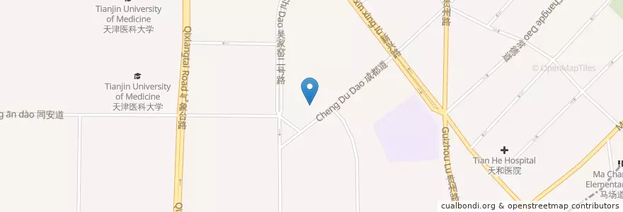 Mapa de ubicacion de Kun Peng Elementary School en China, Tianjin, Hebei, Heping District, Hexi District.