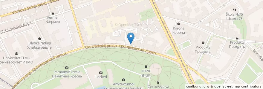 Mapa de ubicacion de Cafe de Clie en Russland, Föderationskreis Nordwest, Oblast Leningrad, Sankt Petersburg, Petrograder Rajon, Округ Кронверкское.
