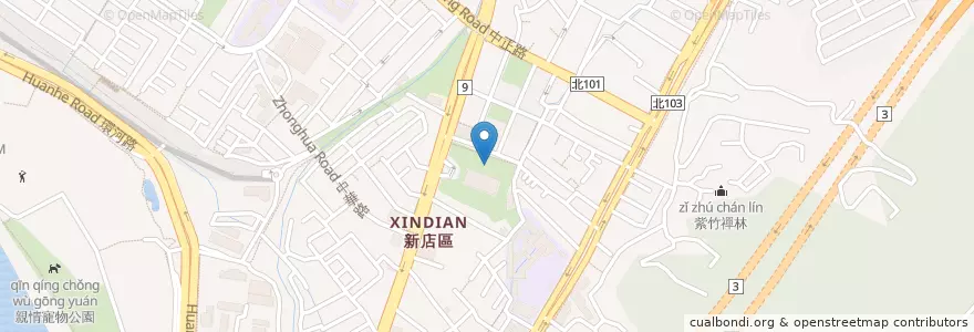 Mapa de ubicacion de 馬公友誼公園地下停車場 en تايوان, تايبيه الجديدة, 新店區.