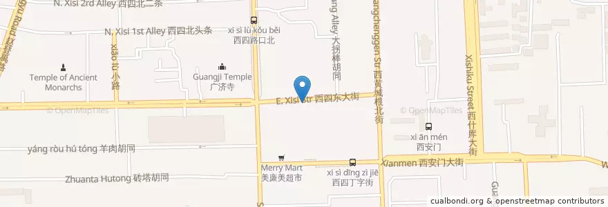Mapa de ubicacion de 西四东大街中部 en Çin, Pekin, Hebei, 西城区.