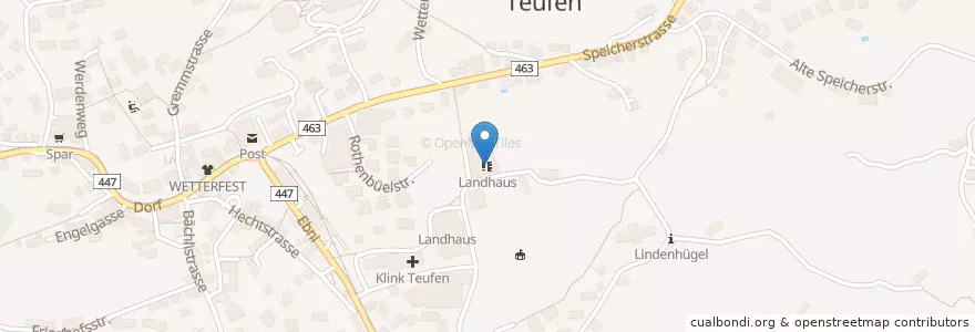 Mapa de ubicacion de Landhaus en Schweiz/Suisse/Svizzera/Svizra, Appenzell Ausserrhoden, Sankt Gallen, Mittelland, Teufen (Ar).