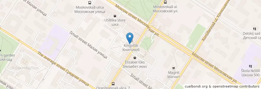 Mapa de ubicacion de Пышечная en Rusland, Северо-Западный Федеральный Округ, Oblast Leningrad, Sint-Petersburg, Пушкинский Район, Пушкин.