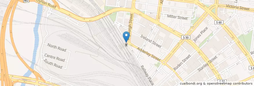 Mapa de ubicacion de North Melbourne Station en オーストラリア, ビクトリア, City Of Melbourne.