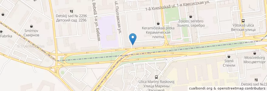 Mapa de ubicacion de Шоколадница en Rusland, Centraal Federaal District, Moskou, Северный Административный Округ, Район Беговой.
