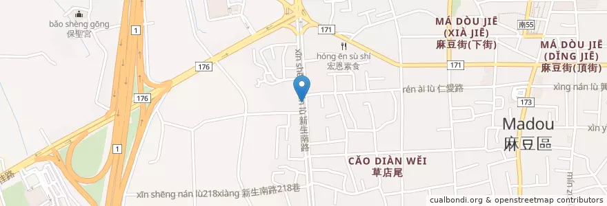 Mapa de ubicacion de 麻豆區 en Taiwan, 臺南市, 麻豆區.