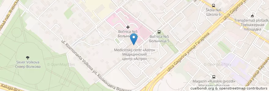 Mapa de ubicacion de Медицинский центр «Астро» en Russland, Föderationskreis Zentralrussland, Oblast Kaluga, Городской Округ Калуга.