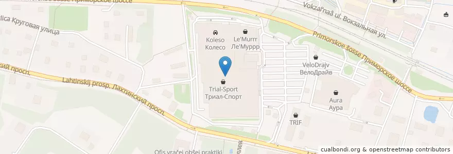 Mapa de ubicacion de Comepay en Rusland, Северо-Западный Федеральный Округ, Oblast Leningrad, Sint-Petersburg, Приморский Район, Округ Лахта-Ольгино.