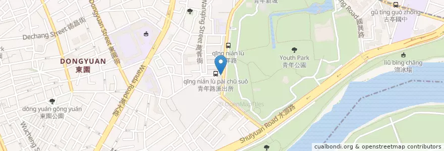 Mapa de ubicacion de 青年路派出所 en 臺灣, 新北市, 臺北市, 萬華區.