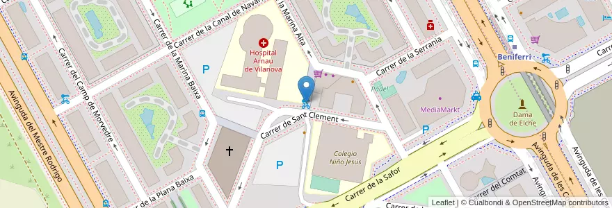 Mapa de ubicacion de 227 Sant Clement - Hospital Arnau de Vilanova en إسبانيا, منطقة بلنسية, فالنسيا, Comarca De València, فالنسيا.