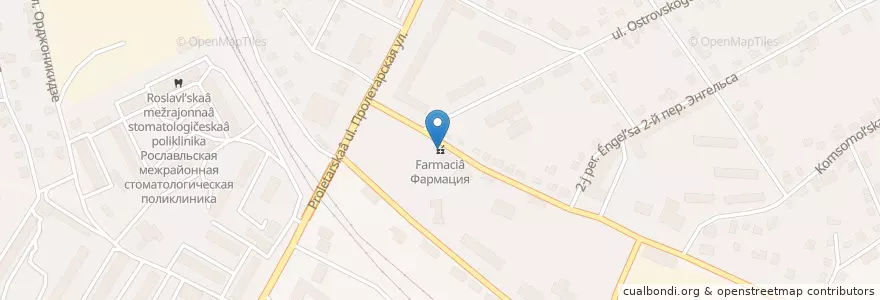 Mapa de ubicacion de Фармация en Rusland, Centraal Federaal District, Oblast Smolensk, Рославльский Район, Рославльское Городское Поселение.