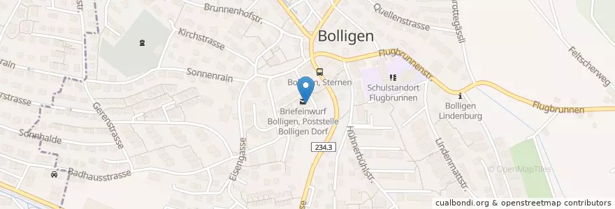 Mapa de ubicacion de Poststelle 3065 Bolligen Dorf en Schweiz, Bern, Verwaltungsregion Bern-Mittelland, Verwaltungskreis Bern-Mittelland, Bolligen.
