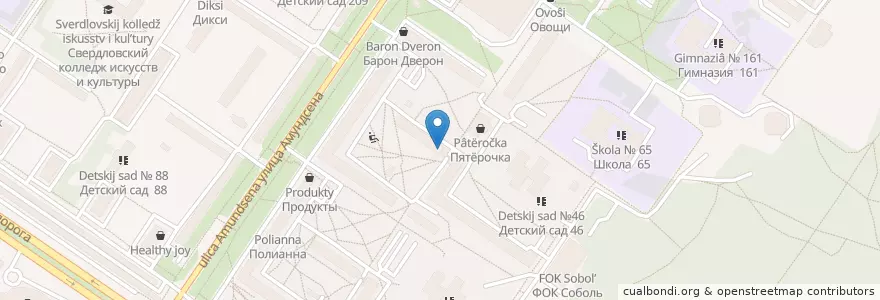 Mapa de ubicacion de Филиал поликлиники № 6 en Russia, Ural Federal District, Sverdlovsk Oblast, Yekaterinburg Municipality.