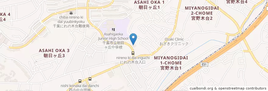 Mapa de ubicacion de 朝日ヶ丘公民館 en Japan, 千葉県, 千葉市, 花見川区.
