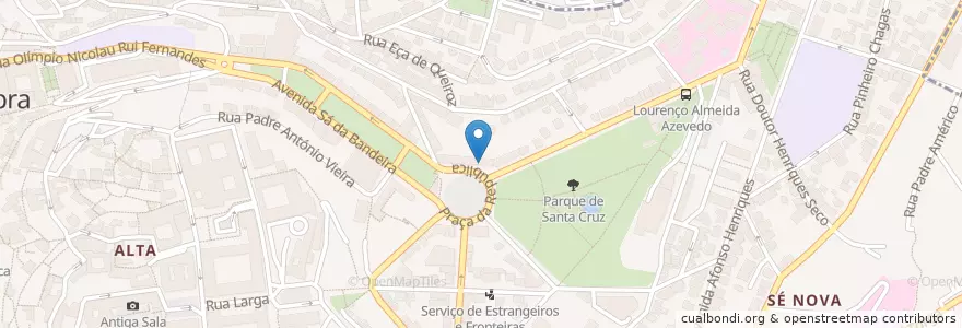 Mapa de ubicacion de Mr. Pizza en Portugal, Centro, Baixo Mondego, Coimbra, Coimbra, Sé Nova, Santa Cruz, Almedina E São Bartolomeu.