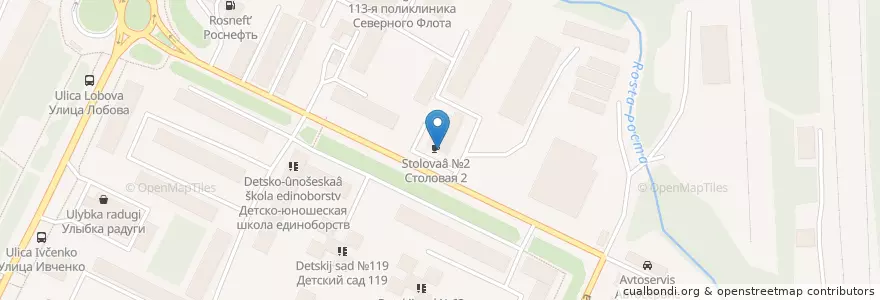 Mapa de ubicacion de Столовая №2 en Rusia, Северо-Западный Федеральный Округ, Óblast De Múrmansk, Городской Округ Мурманск.