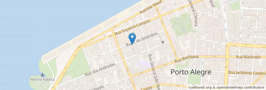 Mapa de ubicacion de Café Santo de Casa en ブラジル, 南部地域, リオグランデ・ド・スル, Região Metropolitana De Porto Alegre, Região Geográfica Intermediária De Porto Alegre, Região Geográfica Imediata De Porto Alegre, ポルト・アレグレ.