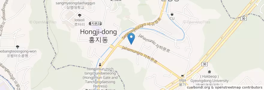 Mapa de ubicacion de 세검정교회 en Coreia Do Sul, Seul, 종로구, 부암동.