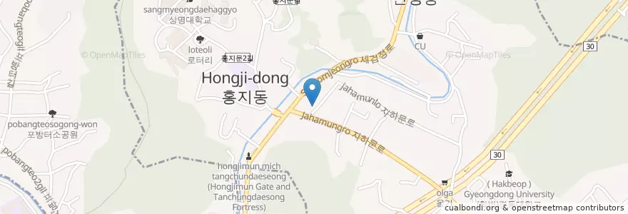 Mapa de ubicacion de 세검정파출소 en كوريا الجنوبية, سول, 종로구, 부암동.