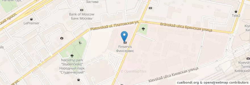 Mapa de ubicacion de Финсервис en Rusland, Centraal Federaal District, Moskou, Западный Административный Округ, Район Дорогомилово.