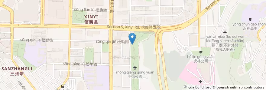 Mapa de ubicacion de 三長廟 en 台湾, 新北市, 台北市, 信義区.