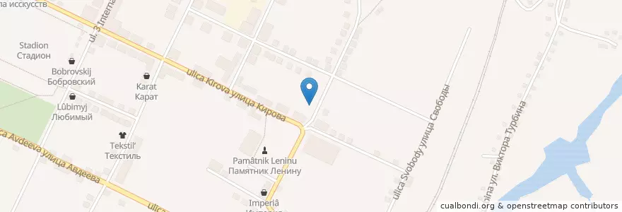 Mapa de ubicacion de Россельхозбанк en Rusland, Centraal Federaal District, Oblast Voronezj, Бобровский Район, Городское Поселение Бобров.