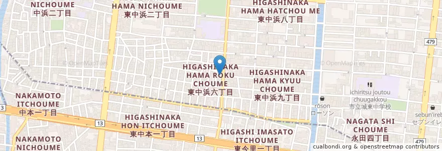 Mapa de ubicacion de あづま en Jepun, 大阪府, 大阪市, 城東区.