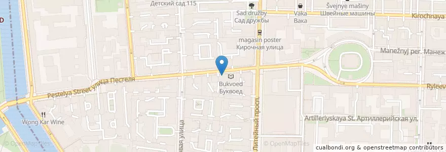 Mapa de ubicacion de Subway en 俄罗斯/俄羅斯, Северо-Западный Федеральный Округ, 列宁格勒州, Санкт-Петербург, Центральный Район, Литейный Округ.
