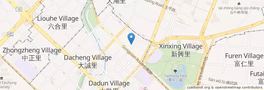 Mapa de ubicacion de 基督長老教會柳原教會 en Тайвань, Тайчжун, 中區.