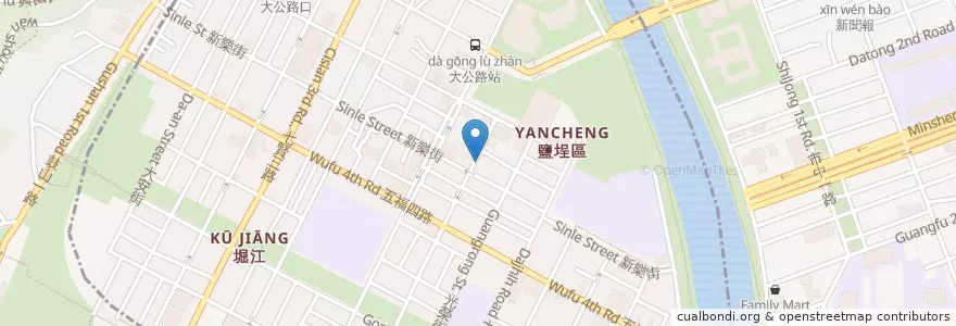 Mapa de ubicacion de 麵子粉大 en Taiwan, Kaohsiung, Distretto Di Yancheng.