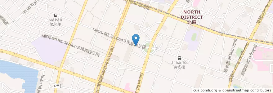 Mapa de ubicacion de 合豐排骨 en 타이완, 타이난 시, 中西區.