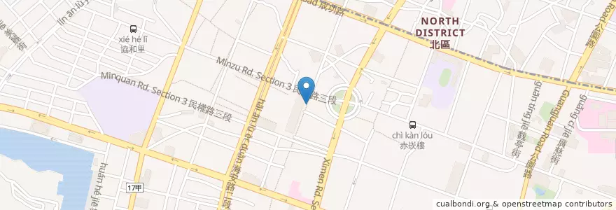 Mapa de ubicacion de 富盛號碗粿 en Taiwán, 臺南市, 中西區.
