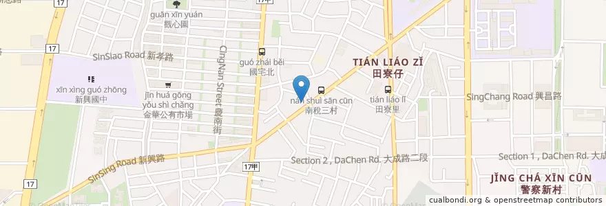 Mapa de ubicacion de 無名 虱目魚粥 en Тайвань, Тайнань, 南區.