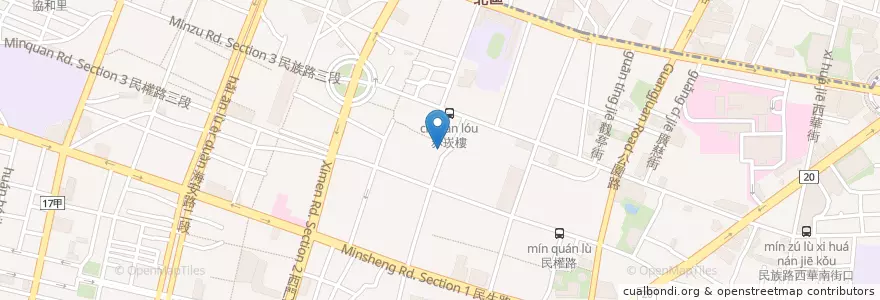 Mapa de ubicacion de 阿嬤炭烤吐司 en Taiwán, 臺南市, 中西區.