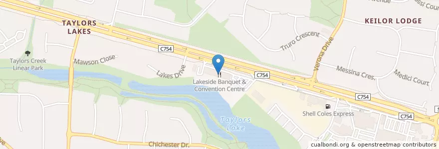 Mapa de ubicacion de Lakeside Banquet & Convention Centre en Australia, Victoria, City Of Brimbank.